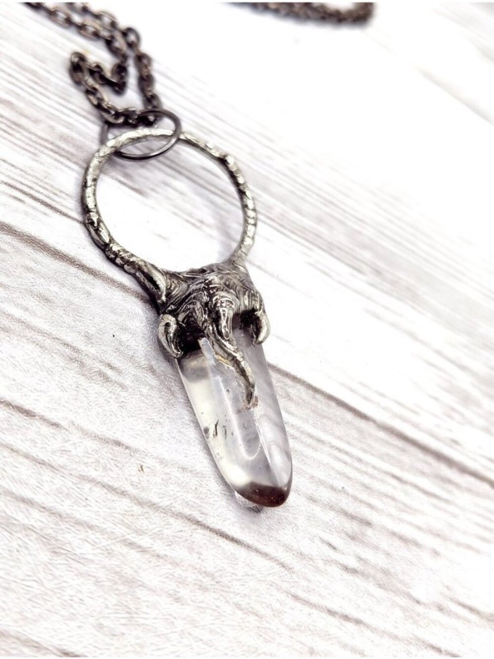 Quartz crystal necklace handmade